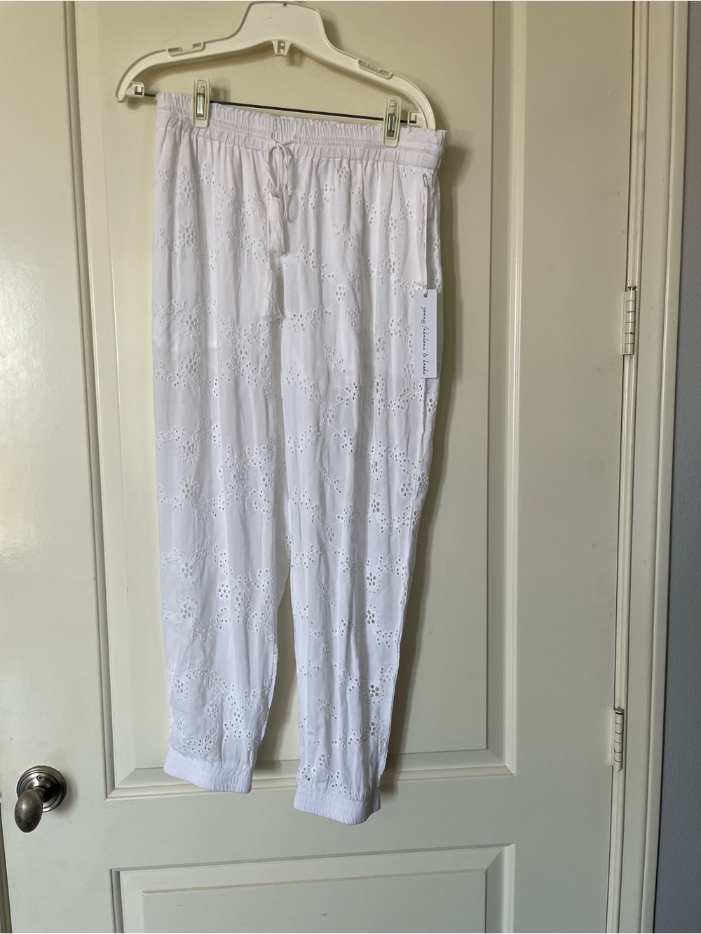 Young, Fabulous and Broke White Eyelet Drawstring Pants